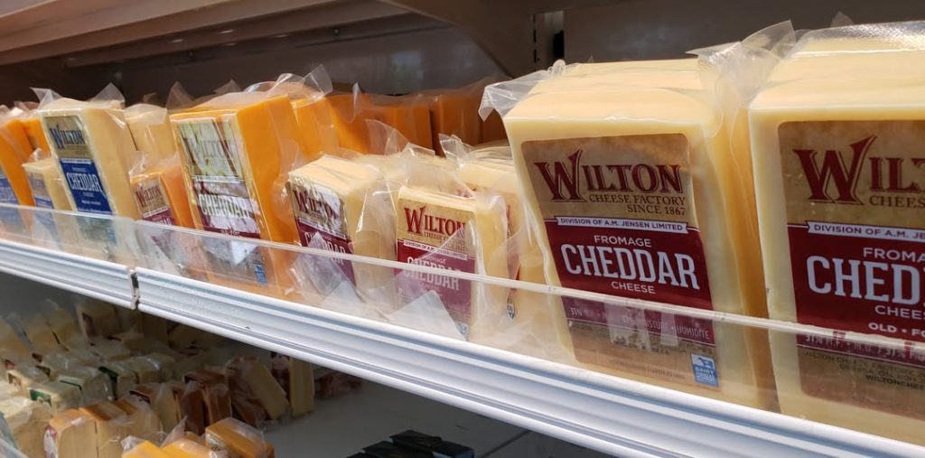 Wilton Cheese shelf of cheese